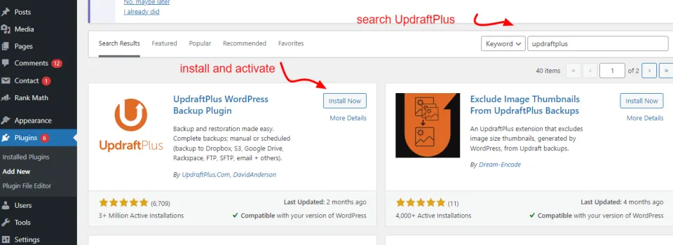 WordPress plugin installation